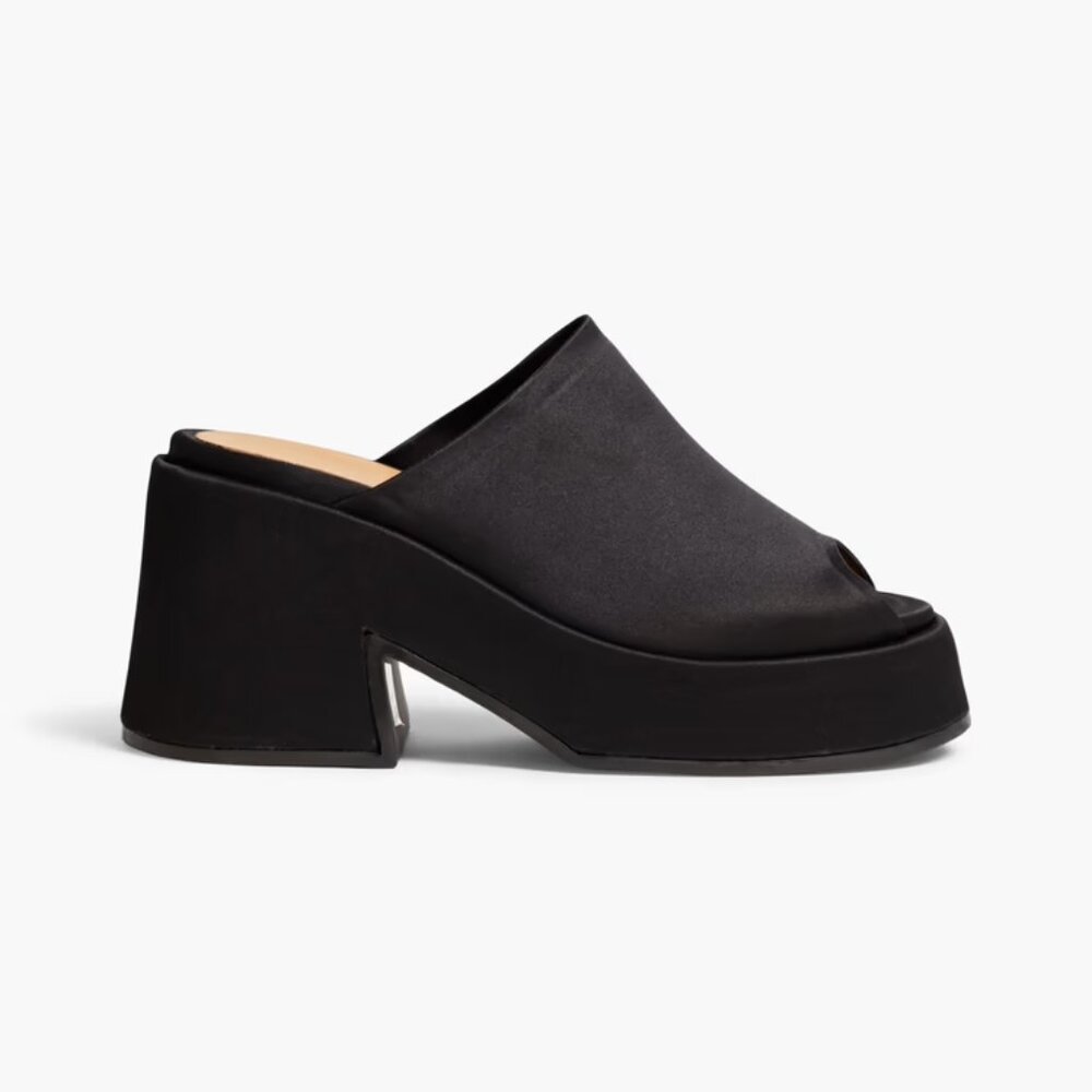 ❌ SOLD ❌  NWT - GANNI - Retro Satin Platform Mules - Black - Size 39EU